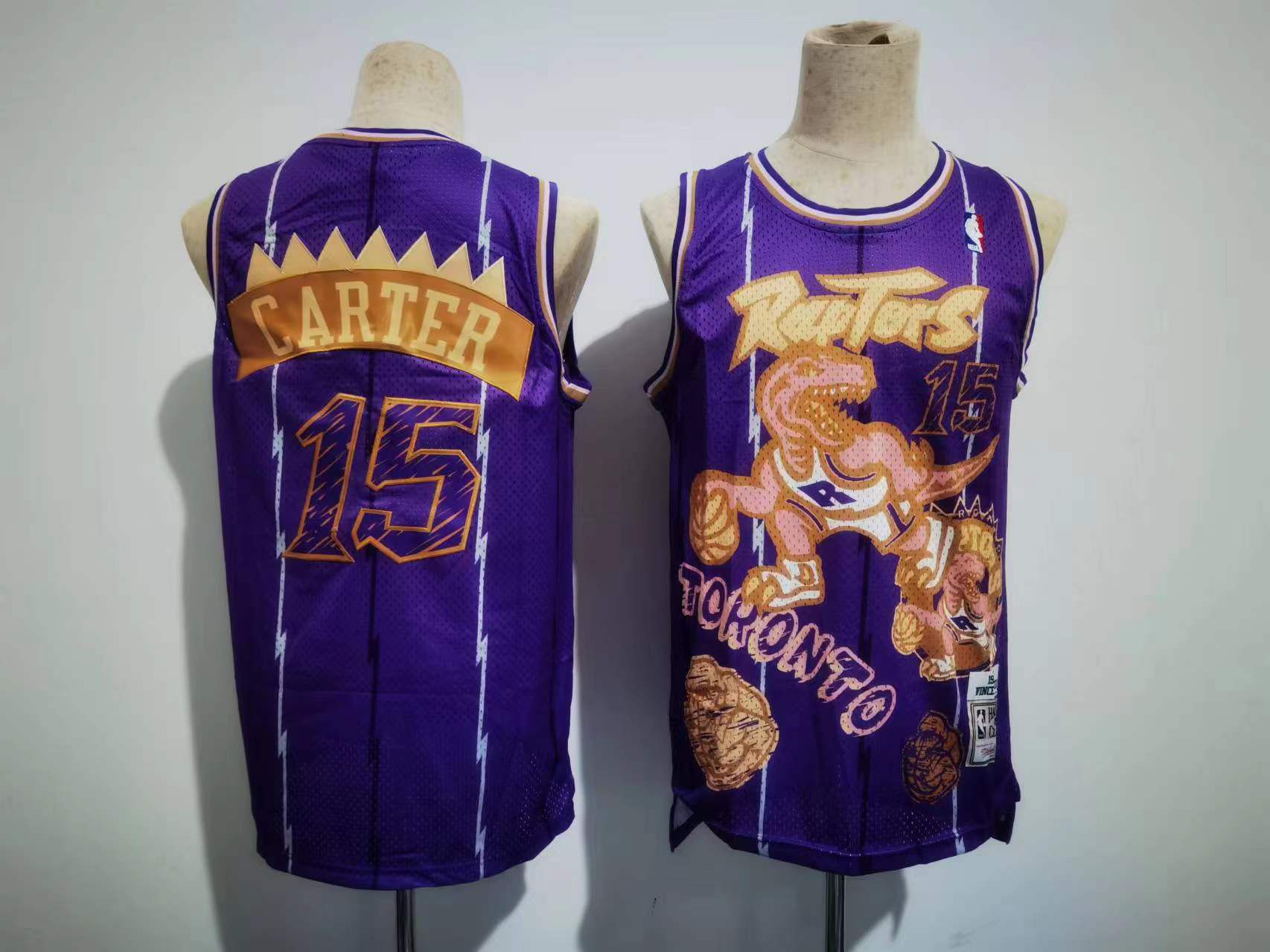 Men Toronto Raptors 15 Carter Purple Sketching version NBA Jersey